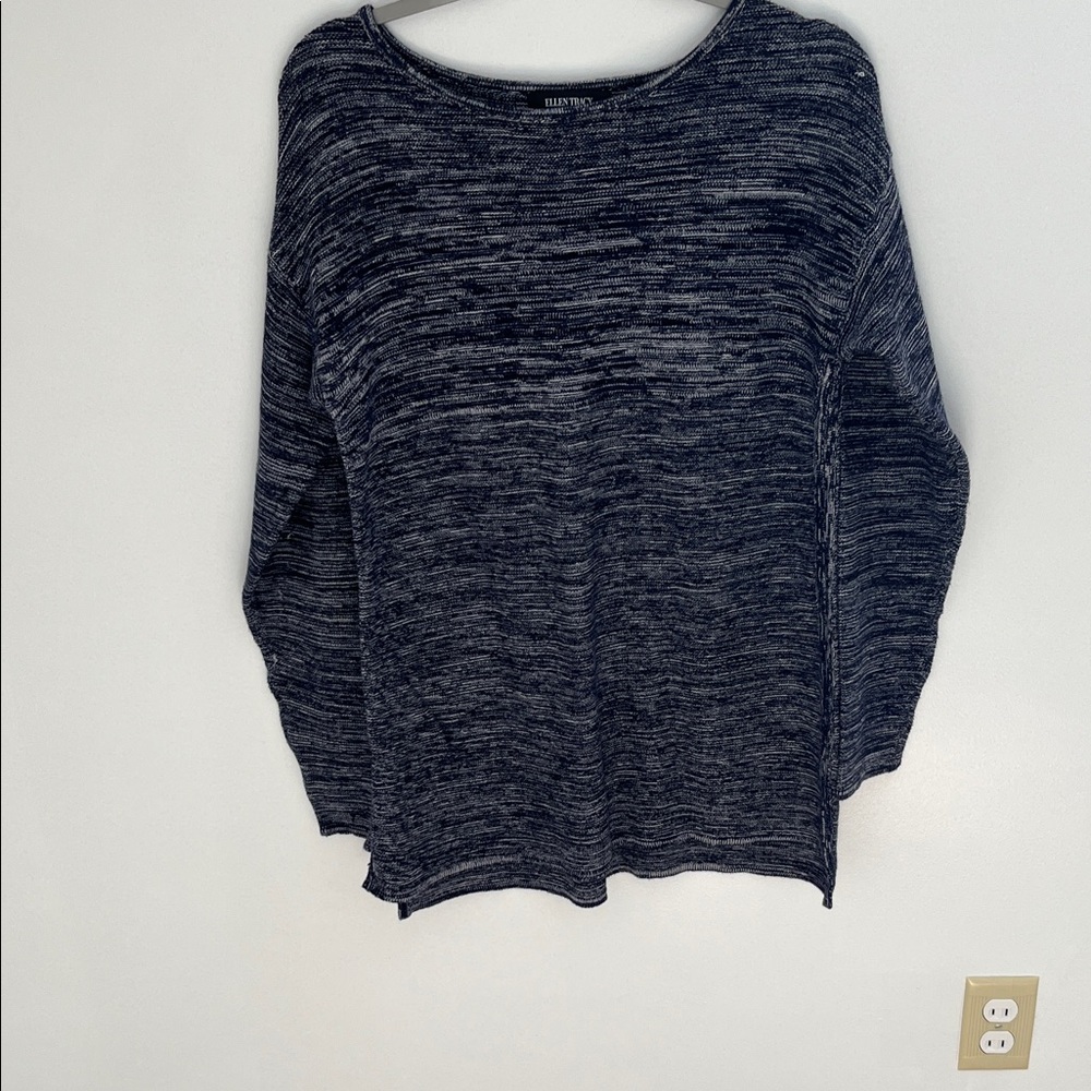 Ellen Tracy Women's Black and White Dark Heathered Sweater